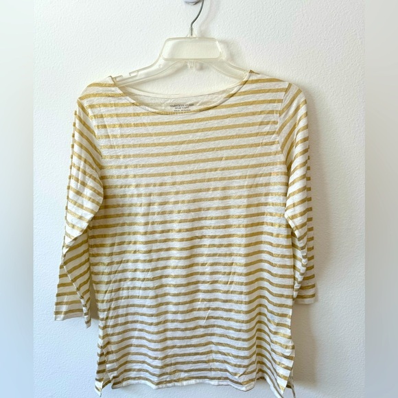 Women’s Gold & White Striped Shimmer Top - Picture 2 of 6